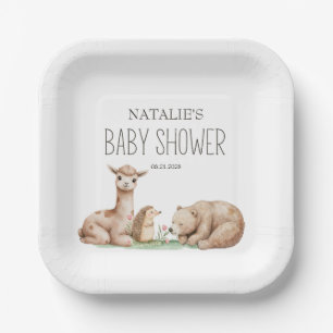 Assiettes En Carton Baby shower Boho Woodland Animaux