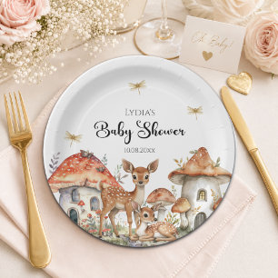 Assiettes En Carton Baby shower Boho Woodland Forest Animaux