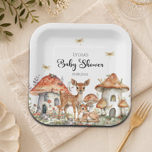 Assiettes En Carton Baby shower Boho Woodland Forest Animaux