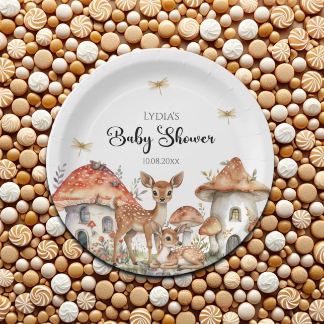 Assiettes En Carton Baby shower Boho Woodland Forest Animaux (Créateur téléchargé)