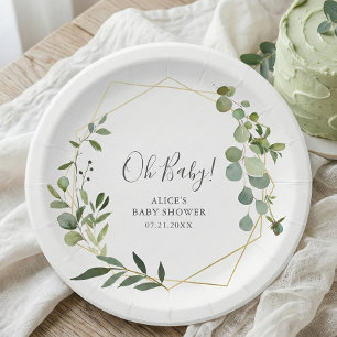 Assiettes En Carton Baby shower botanique verdoyant