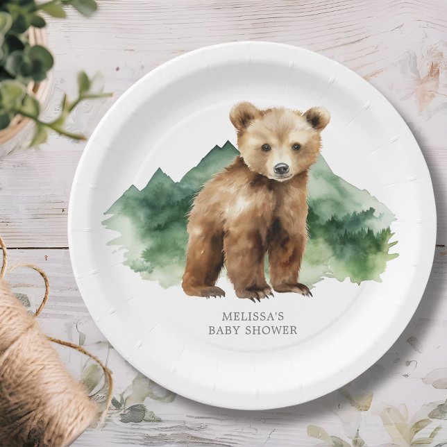 Assiettes En Carton Baby shower Brown Bear Cub (Créateur téléchargé)