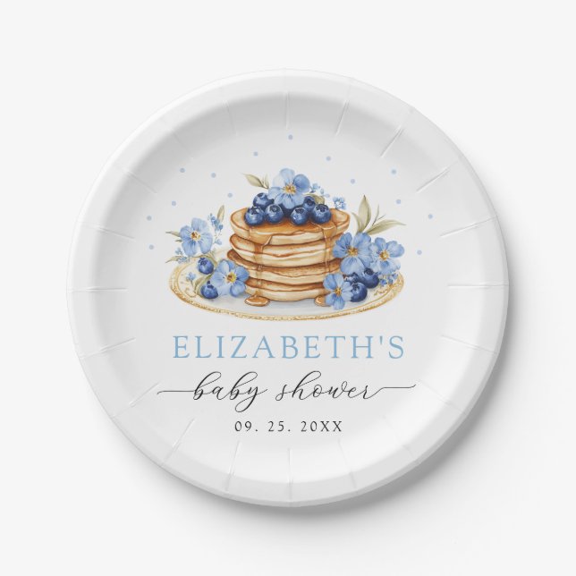 Assiettes En Carton Baby shower Brunch Bébé Blueberry (Devant)