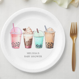 Assiettes En Carton Baby shower Bubble Tea Boba