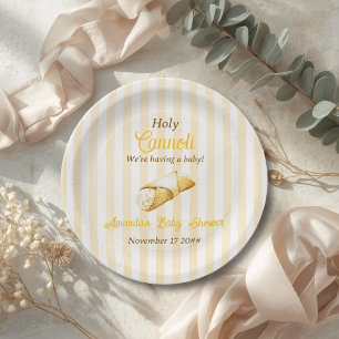 Assiettes En Carton Baby Shower Cannoli Saint Italien Rayure Jaune