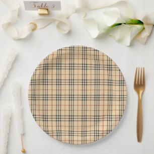 Assiettes En Carton Baby Shower carreaux marron noir