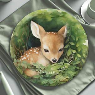 Assiettes En Carton Baby Shower Cerf Bébé Aquarelle Fantaisiste