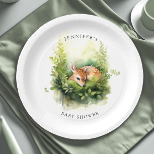 Assiettes En Carton Baby Shower Cerf Bébé Aquarelle Fantaisiste