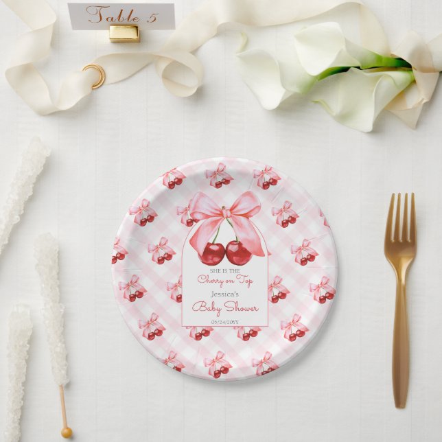 Assiettes En Carton Baby shower cerise rose (Mariage)