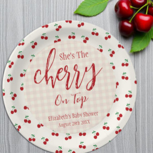 Assiettes En Carton Baby-Shower Cerises