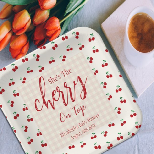 Assiettes En Carton Baby shower cerises (Créateur téléchargé)