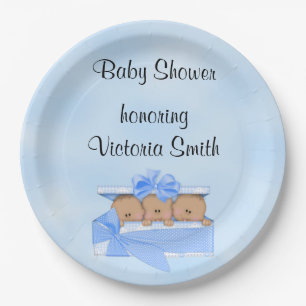 Assiettes En Carton Baby shower c'est garçon de triplets ethnique