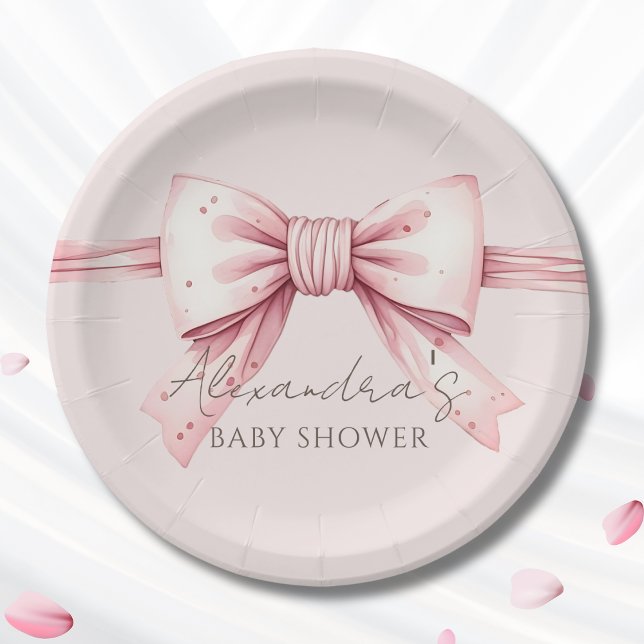 Assiettes En Carton Baby shower Chic Coquette Rose Bow (Créateur téléchargé)