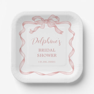 Assiettes En Carton Baby shower Chic Rose Bow Girl
