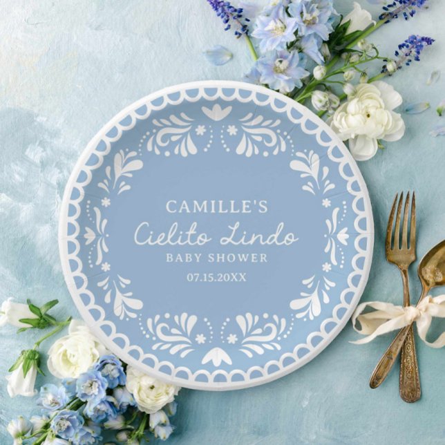 Assiettes En Carton Baby shower Cielito Lindo Fiesta (Cielito Lindo Blue Baby Shower Paper Plates)