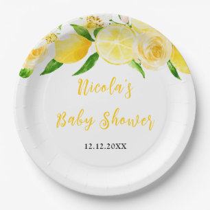 Assiettes En Carton Baby Shower Citrons et Feuillage