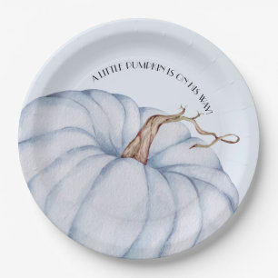 Assiettes En Carton Baby shower Citrouille bleu