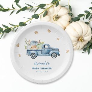 Assiettes En Carton Baby shower Citrouille Blue Truck