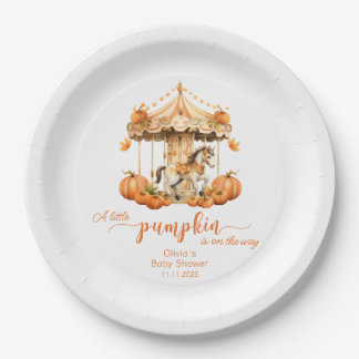 Assiettes En Carton Baby shower citrouille d'automne rustique du carro