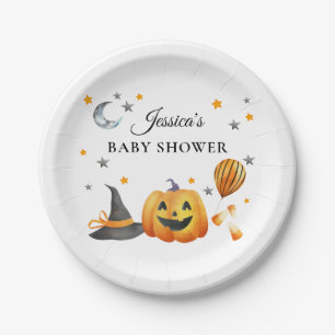Assiettes En Carton Baby shower Citrouille de Little Boo Halloween