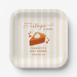 Assiettes En Carton Baby shower Citrouille Little Cutie Pie Fall Strip