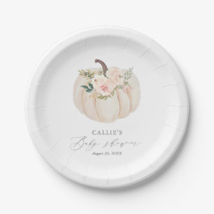 Assiettes En Carton Baby shower Citrouille rose fleuri