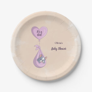 Assiettes En Carton Baby shower Coeur rose Chien-Chien-Chien mignon