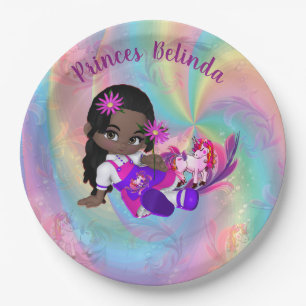 Assiettes En Carton Baby shower coloré de Spirales arc-en-ciel Cutie P