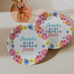 Assiettes En Carton Baby shower coloré Fiesta mexicaine