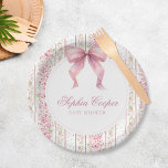 Assiettes En Carton Baby shower Coquette Vintage Pink Bow<br><div class="desc">Plaques de Baby shower de  de Coquette Vintage de Bow rose</div>