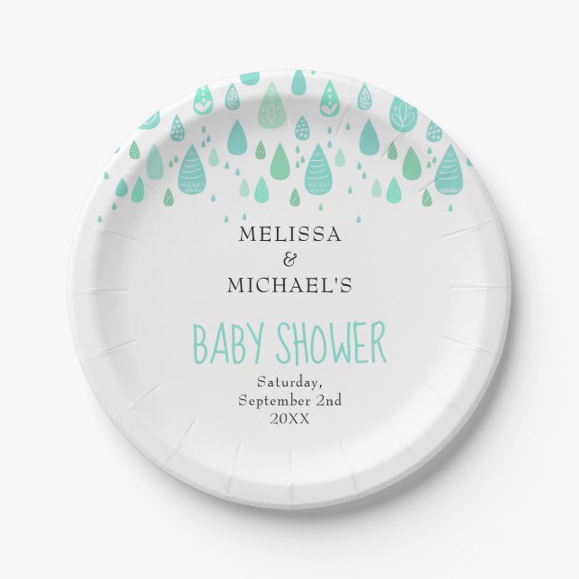 Assiettes En Carton Baby shower Couples Couples Cute Raindrops / Saupo (Devant)