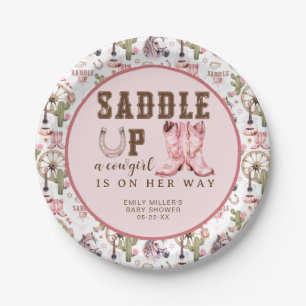 Assiettes En Carton Baby shower Cowgirl rose Saddup Party Plaque