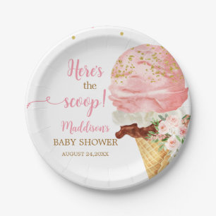 Assiettes En Carton Baby Shower Crème Glacée Rose
