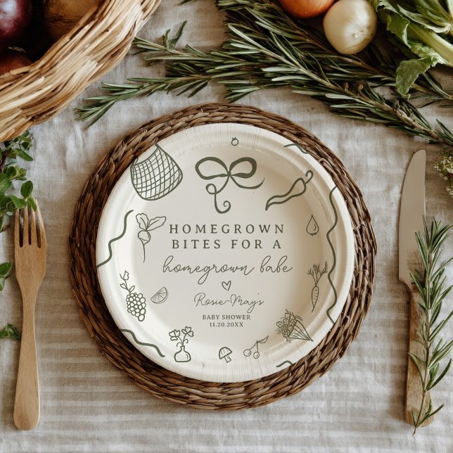 Assiettes En Carton Baby shower cultivé localement Marché des agricult (Locally Grown Baby Shower Rustic Farmer’s Market Paper Plates)