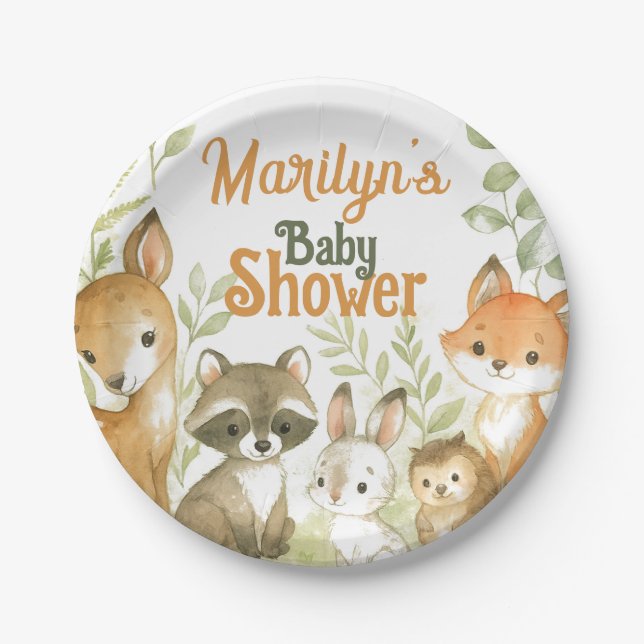 Assiettes En Carton Baby Shower Cute Baby Animals (Devant)