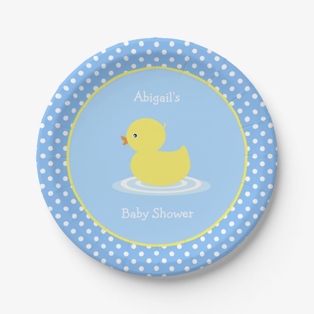 Assiettes En Carton Baby shower Cute Blue Duck (Devant)