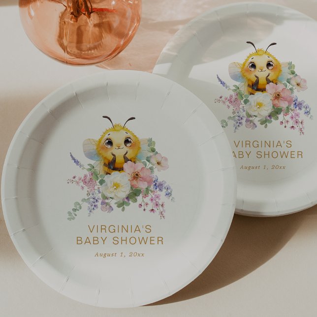 Assiettes En Carton Baby shower d'abeilles (Bee Baby Shower Paper Plates by Painted Paperie
)