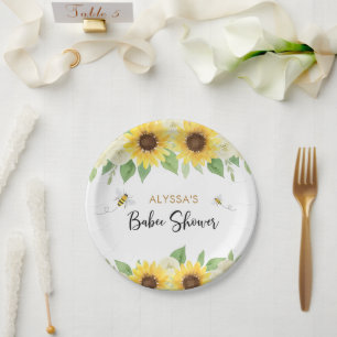 Assiettes En Carton Baby shower d'abeilles de tournesol