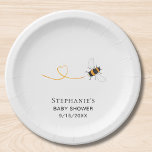 Assiettes En Carton Baby shower d'abeilles personnalisé<br><div class="desc">Cette plaque en papier Baby shower d'abeille présente une jolie aquarelle. Tout le texte est personnalisable. Pour modifier davantage, utilisez l'outil de conception pour modifier la police, la taille de police ou la couleur. Parce que nous créons notre oeuvre, vous ne trouverez pas cette image exacte d'autres designers. Aquarelle originale...</div>