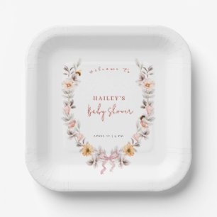 Assiettes En Carton Baby shower d'accueil pour Fleur sauvage Boho simp