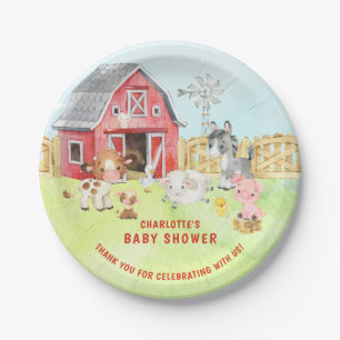 Assiettes En Carton Baby shower d'amis de Cute Barnyard