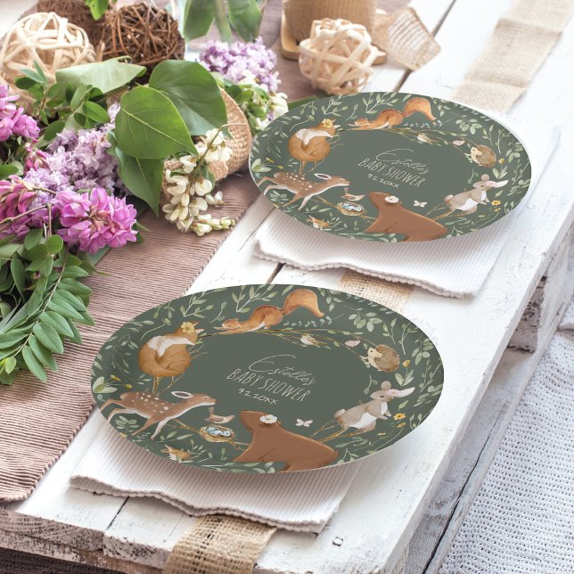 Assiettes En Carton Baby shower d'amis de la forêt (Créateur téléchargé)