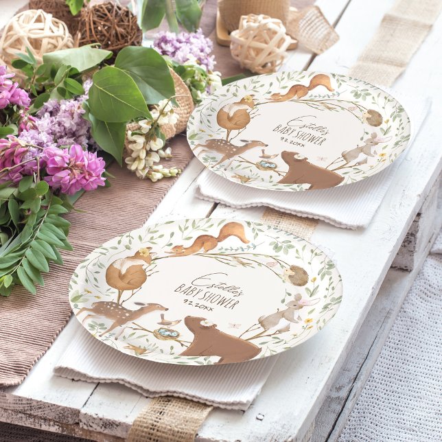 Assiettes En Carton Baby shower d'amis de la forêt (Créateur téléchargé)