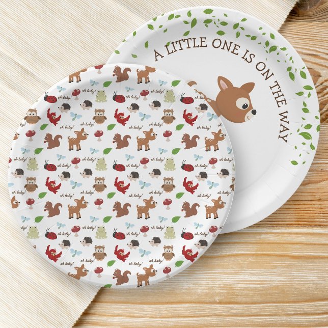 Assiettes En Carton Baby shower d'animaux de bois mignons (Woodland Baby Shower Paper Plates)