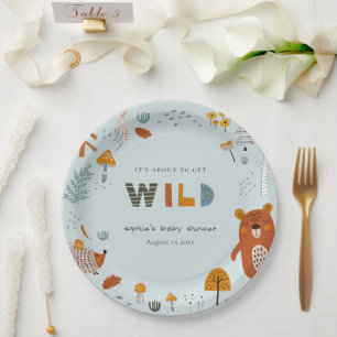 Assiettes En Carton Baby shower d'animaux sauvages de bois de couleur 