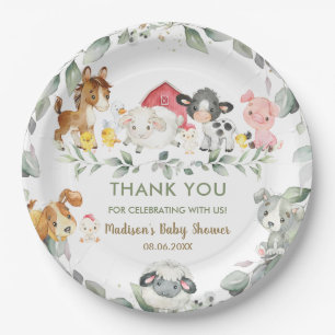 Assiettes En Carton Baby shower d'anniversaire des animaux de ferme 