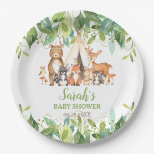 Assiettes En Carton Baby shower d'anniversaire des animaux des bois de