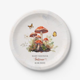 Assiettes En Carton Baby shower d'aquarelle de champignon lunaire