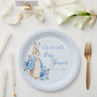 Assiettes En Carton Baby shower d'aquarelle de lapin mignon