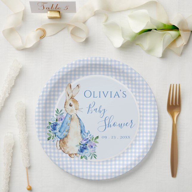Assiettes En Carton Baby shower d'aquarelle de lapin mignon (Mariage)